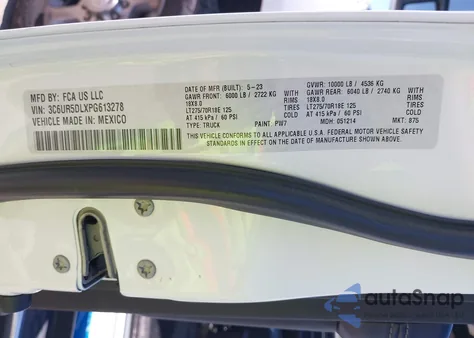 2023 Ram 2500 Big Horn 4X4 6'4 Box from USA, damaged, VIN 3C6UR5DLXPG613278